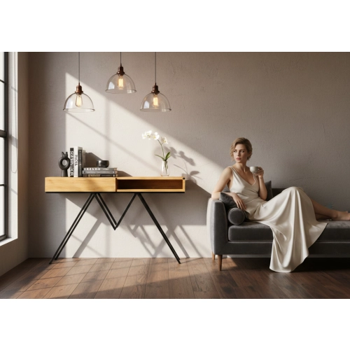 KONSOLA Z SZUFLADĄ DREWNO LITE DĄB OLCHA SKD-290